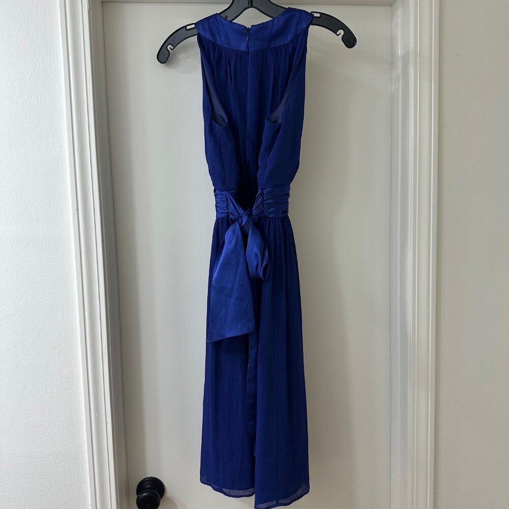 London Times Royal Blue Chiffon Midi Sleeveless Dress, Size 8 - Picture 5 of 6